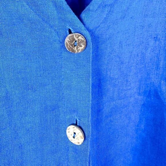 Linen tunic style button down top | Lungo L’Arno - made in Italy || M | Blue - Picture 5 of 5